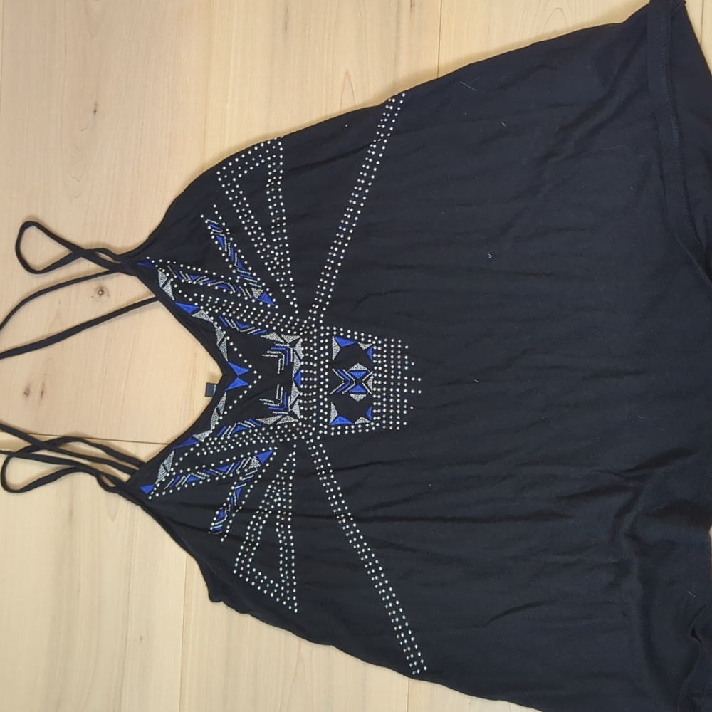 EXPRESS Black Strappy Lace Trim Cami top shirt a-line trapeze Sz Small
